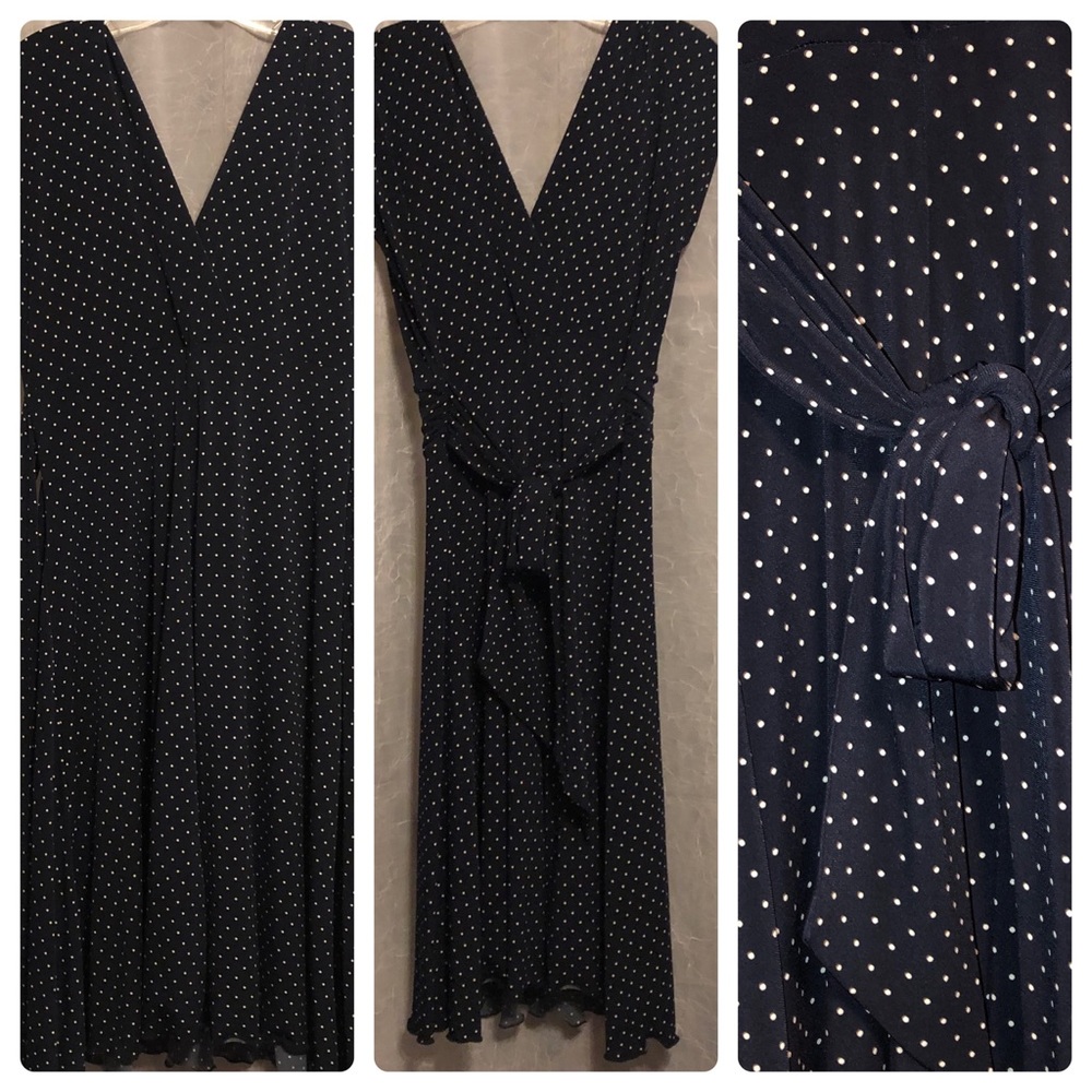 Navy & white polka dot classy dress